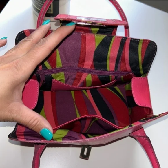 Structured Pink Leather Satchel with Top Handle - Picture 4 of 10